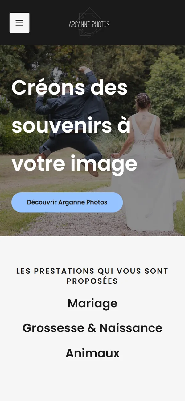 Site internet Arganne Photos sur mobile
