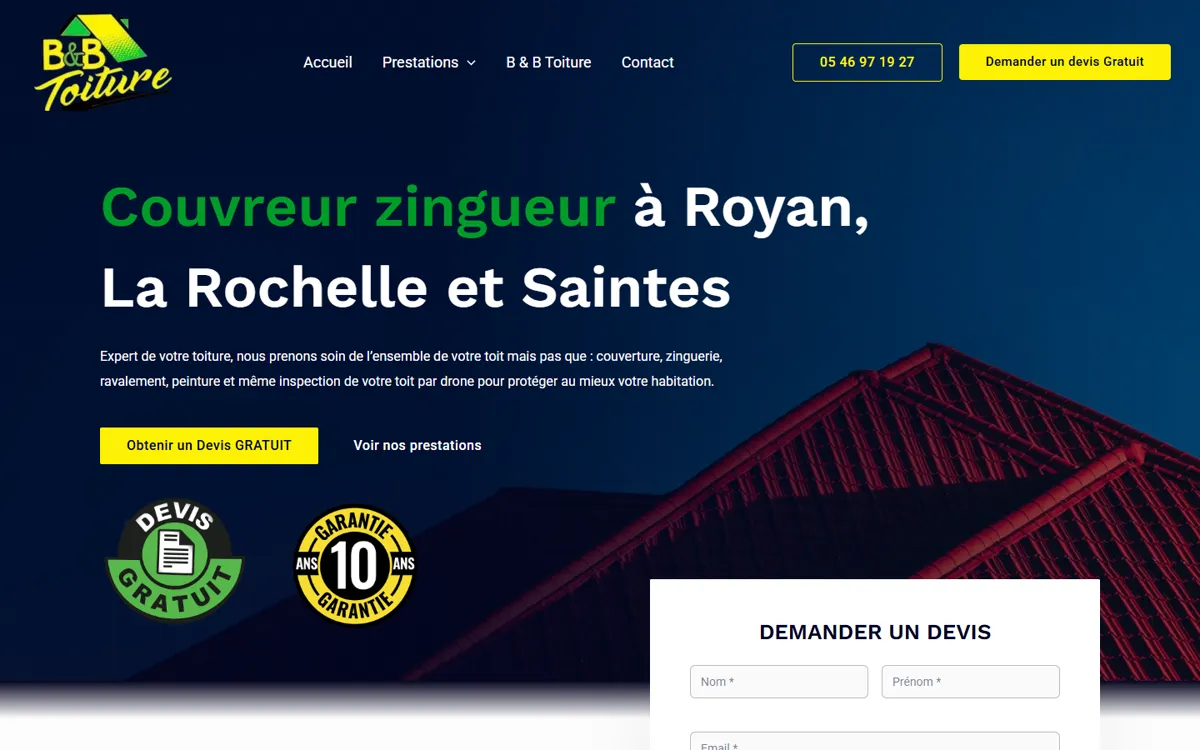 Site internet B&B Toiture