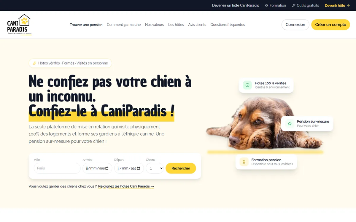 Site internet Pension Cani Paradis