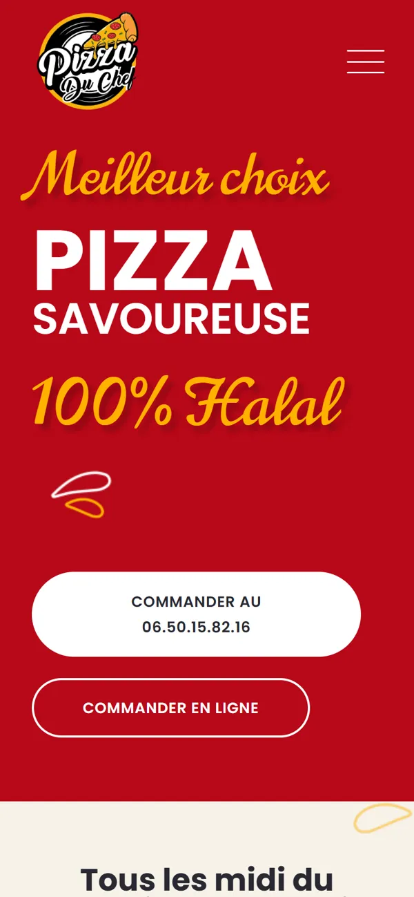 Site internet Pizza du Chef sur mobile